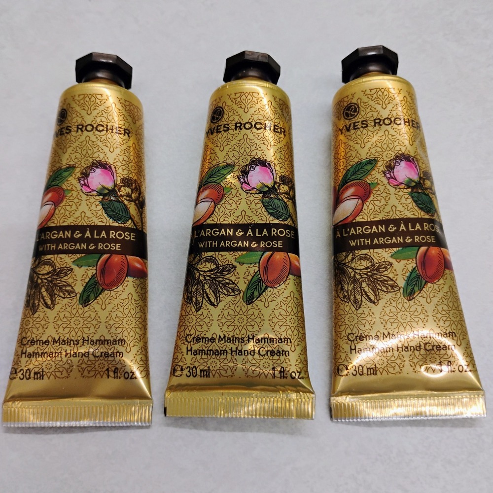 Yves Rocher Argan Rose Hammam Hand Cream 30ml 1oz‎ Tubes Set of 3 New